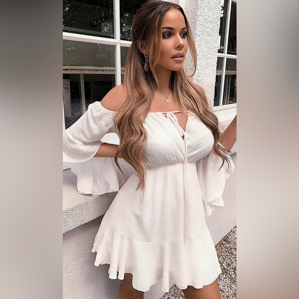 Ethereal State Of Mind Off Shoulder Dress - Ivory